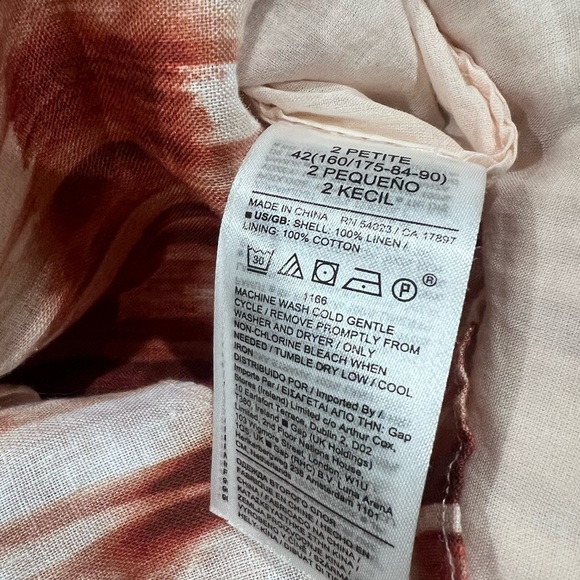 Banana Republic 100% Linen One Shoulder Zebra Brown Cream Mini Dress Size 2P - Picture 7 of 12